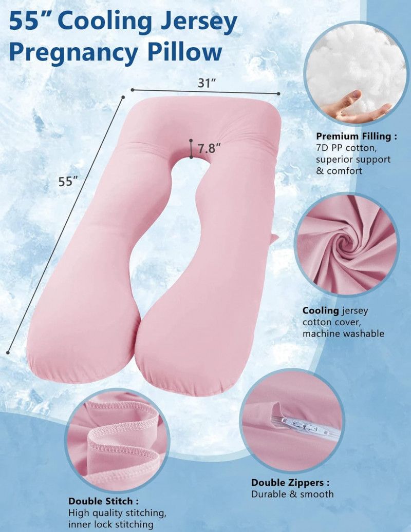 Travesseiro em Forma de U para Gestantes- Marca Meiz- Cor Pink