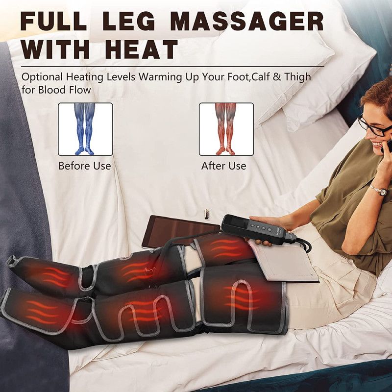 Botas Massageadoras de Compressão de Ar para Pernas Inteiras com Terapia Avançada de Calor- Marca Fit King