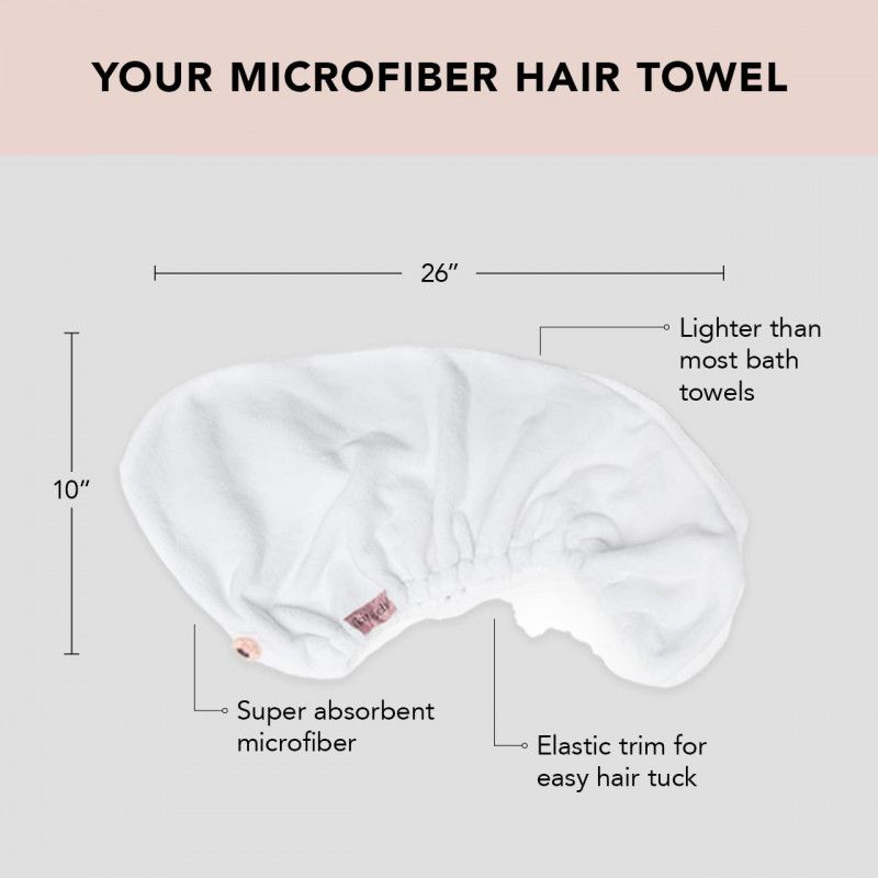 Toalha de Microfibra para Cabelos- Marca Kitsch- Cor White