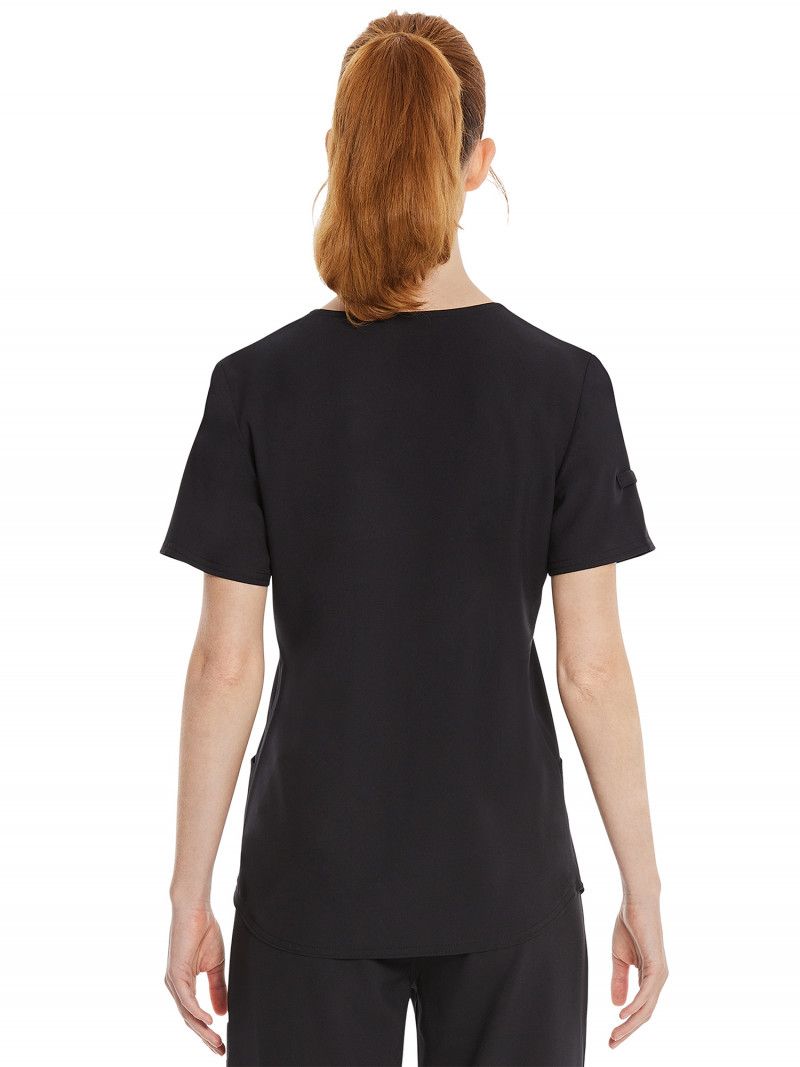 Blusa de Uniforme com Decote V- Marca Scrubstar- Cor Black (Small)